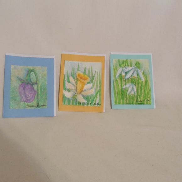 Rhonda Anne McMahon...artist Other - Watercolor Tulip, Daffodil, Snowdrop HAND CRAFTED Cards